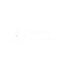 Logo projektu Domov pod střechou (Home-Pet) – zlatá silueta střechy s okny a názvem projektu.
